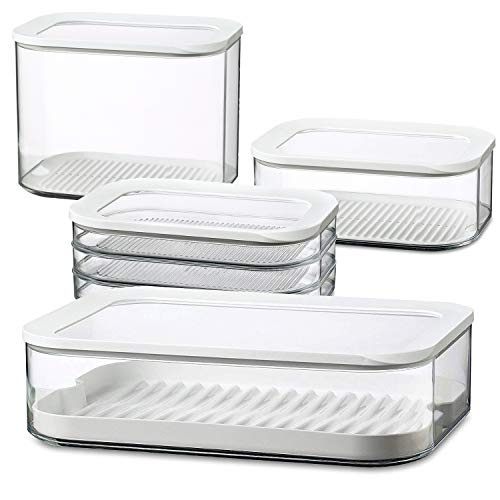 Mepal Modula - Juego de recipientes, Blanco, 4 unidades