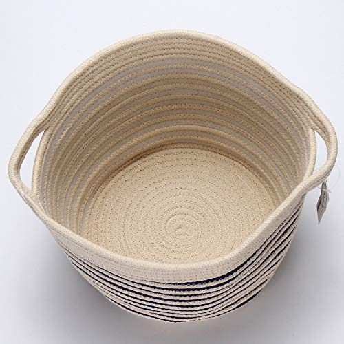 Mer équipe en coton naturel fil Corde tissé panier de rangement Bin Panier avec poignées pour chambre Kid chambre de stockage (Blanc), Tissu, blanc, Tall