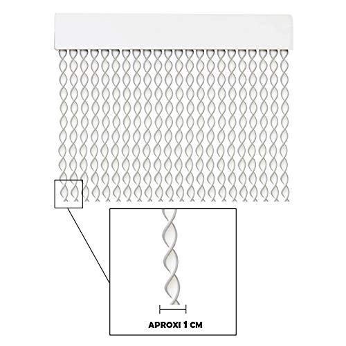 MercuryTextil Cortina para Puerta Tiras PVC 200x90cm，Cortina para Puerta Exterior，10 Color (Blanco+Filo Gris)