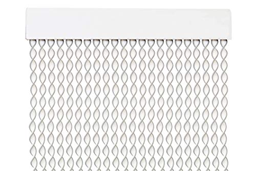 MercuryTextil Cortina para Puerta Tiras PVC 200x90cm，Cortina para Puerta Exterior，10 Color (Blanco+Filo Gris)