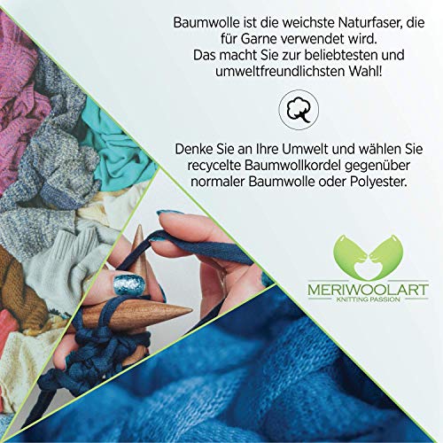 MeriWoolArt - Cordón de macramé de 10 mm x 60 m en bobina, hilo de algodón suave reciclado para soporte de plantas colgantes, fabricación de joyas, bolsas de ganchillo y decoración del hogar