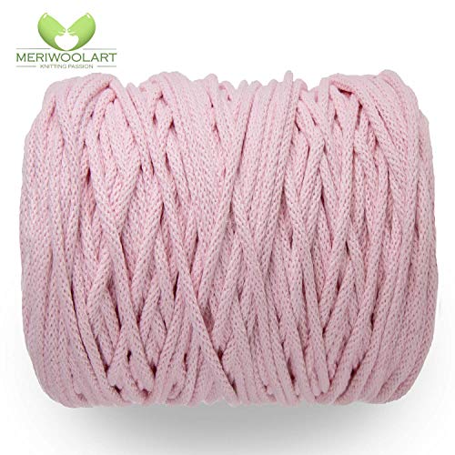 MeriWoolArt - Cordón de macramé de 10 mm x 60 m en bobina, hilo de algodón suave reciclado para soporte de plantas colgantes, fabricación de joyas, bolsas de ganchillo y decoración del hogar