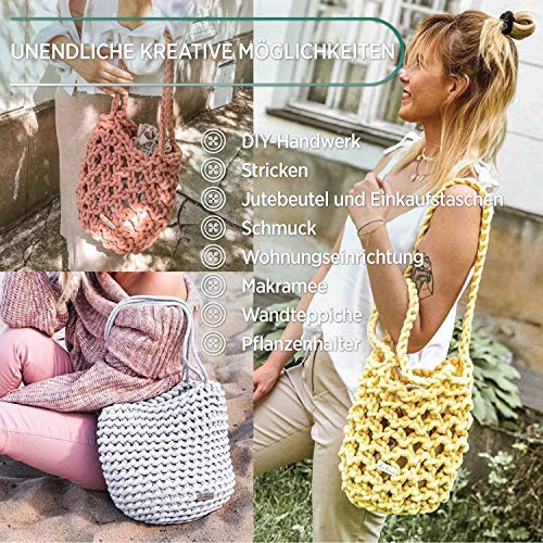 MeriWoolArt - Cordón de macramé de 10 mm x 60 m en bobina, hilo de algodón suave reciclado para soporte de plantas colgantes, fabricación de joyas, bolsas de ganchillo y decoración del hogar
