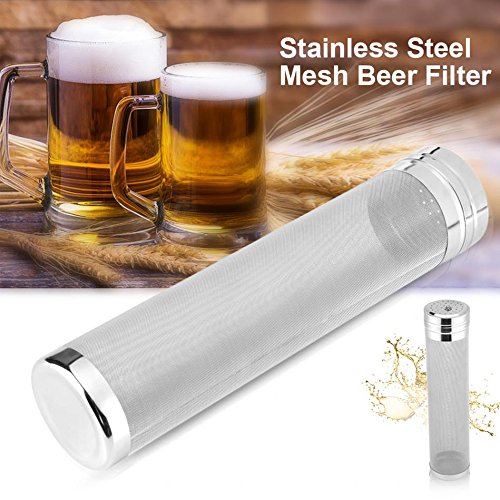 Merrday Filtro seco de la tolva de la Cerveza, Cartucho de Filtro de la Cerveza de la Malla del micrón del tamiz del Acero Inoxidable de (2.8‘’X11.8'')