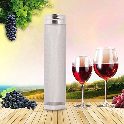 Merrday Filtro seco de la tolva de la Cerveza, Cartucho de Filtro de la Cerveza de la Malla del micrón del tamiz del Acero Inoxidable de (2.8‘’X11.8'')