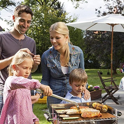 Merrday Parrilla de Cobre Mat, 5-Pack Heavy Duty Grill mágico Parrilla Alfombrillas antiadherentes