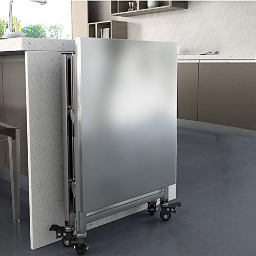 Mesa Carrito Camarera Cocina Móvil Plegable Acero Inoxidable Rueda Universal con Freno 3 Niveles Almacenamiento, Capacidad De Carga 100 Kg, 2 Materiales (Color : A, Tamaño : 60 x 45 x 80 CM)