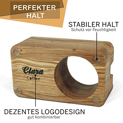 Mesa de café Clara Coffee de 51 mm | estación de tamiz de barista accesorios de madera bonita para portafiltro: gracias al buen camino para un maestro óptimo del café expreso, superficie de apoyo