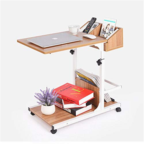 Mesa de café Computadora escritorio rueda cama portátil mesita de noche sofá hospital lectura portátil soporte ajustable multifunción pequeña mesa de café para recibir, estudiar con almacenamiento ocu