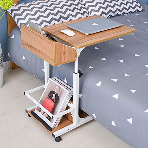 Mesa de café Computadora escritorio rueda cama portátil mesita de noche sofá hospital lectura portátil soporte ajustable multifunción pequeña mesa de café para recibir, estudiar con almacenamiento ocu