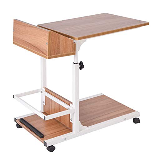 Mesa de café Computadora escritorio rueda cama portátil mesita de noche sofá hospital lectura portátil soporte ajustable multifunción pequeña mesa de café para recibir, estudiar con almacenamiento ocu