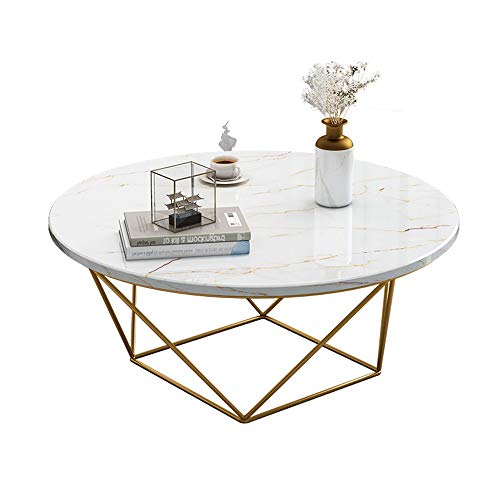 Mesa de café Moderna Ronda café mesa decorativa con el falso mármol del marco de sobremesa y oro del metal for la sala de estar de Ministerio del Interior para recibir, estudiar con almacenamiento ocu