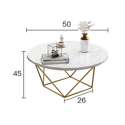Mesa de café Moderna Ronda café mesa decorativa con el falso mármol del marco de sobremesa y oro del metal for la sala de estar de Ministerio del Interior para recibir, estudiar con almacenamiento ocu