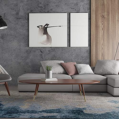 Mesa de café Salón dormitorio y oficina con Pies de cobre de madera Mesa auxiliar Mesa de café Sofá lateral Ronda lado del extremo mesa decorativa de café para recibir, estudiar con almacenamiento ocu