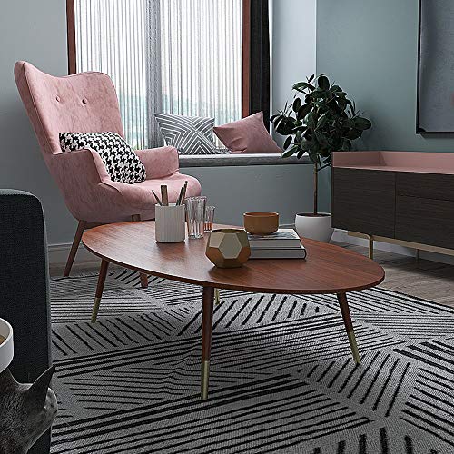 Mesa de café Salón dormitorio y oficina con Pies de cobre de madera Mesa auxiliar Mesa de café Sofá lateral Ronda lado del extremo mesa decorativa de café para recibir, estudiar con almacenamiento ocu
