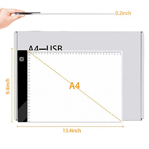 Mesa de Luz Dibujo,Guiseapue LED A4 Tableta de Luz,Dibujo De Luz Super Delgado y Brillo light board Ajustable con Cable USB para Dibujar,Artesanía,Bocetos,Caligrafía