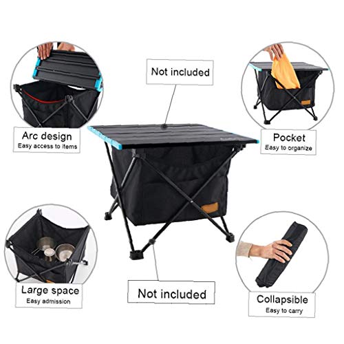 Mesa Plegable de Bolsillo de Picnic Cocina Oxford Bolsillo Invisible paño de Red portaobjetos Bolsa Cuelgue Mesa Plegable Bolsa de Almacenamiento para Picnic Camping al Aire Libre (Negro-S)