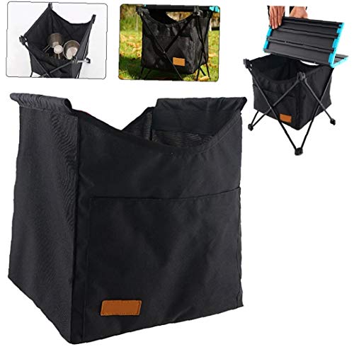 Mesa Plegable de Bolsillo de Picnic Cocina Oxford Bolsillo Invisible paño de Red portaobjetos Bolsa Cuelgue Mesa Plegable Bolsa de Almacenamiento para Picnic Camping al Aire Libre (Negro-S)