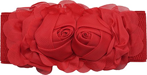 Meta-U - Cinturón elástico para mujer - Fantasía floral rojo talla unica