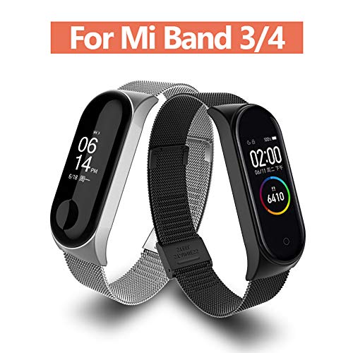 Metal Correa Xiaomi Mi Band 4,Correa de Muñeca de Metal de Repuesto para Xiaomi Mi Band 4 3 Tracker Ajustable de Acero Inoxidable para Xiaomi MI Band 3 4