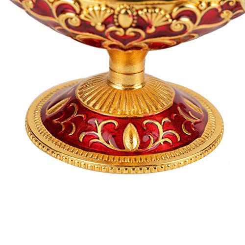 Metal Tallado Aladdin Lámpara Magic Vintage Inicio Té Aceite Olla Arte árabe Artesanía Regalo Rare Retro Leyenda Color Aladdin Genie Luz Deseando Lámpara Pot Potable (Rojo)
