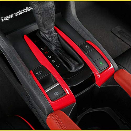 MeterMall 2 unids/set cubierta de marco de cambio de engranaje de fibra de carbono para Honda Civic 10th 2016 2017 2018 Estufa barniz rojo auto accesorios