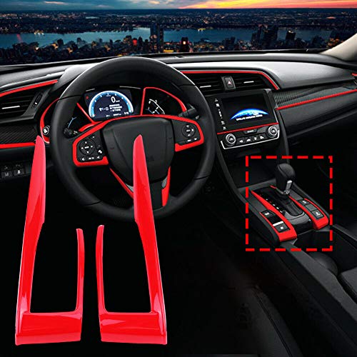 MeterMall 2 unids/set cubierta de marco de cambio de engranaje de fibra de carbono para Honda Civic 10th 2016 2017 2018 Estufa barniz rojo auto accesorios