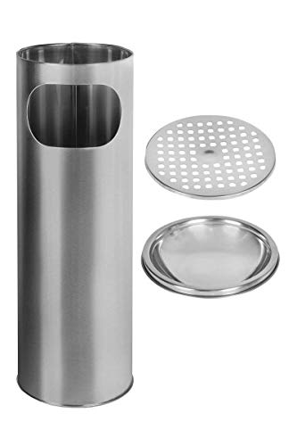 Metlex - Acero Inoxidable al Aire Libre Exterior del Compartimiento del Cigarrillo del cenicero - Plata (MX9157SL)