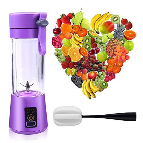 Mezcla portátil, USB 380 ml Personal Mini recargable Blender con antideslizante, 30W, Verde ZHW345 (Color : Purple)