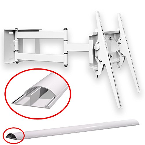 M&G Techno - Soporte de Pared para televisores de 63 Pulgadas, orientable, Distancia a la Pared de 67 cm, con Canal de Cable de 45 cm, Color Blanco
