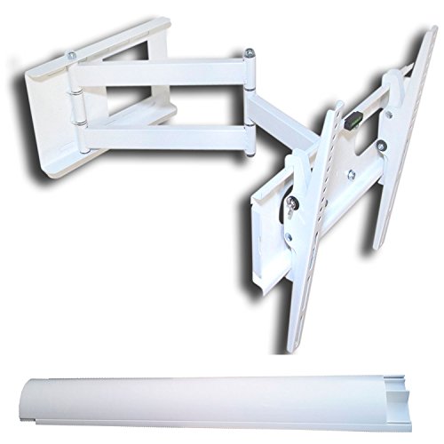 M&G Techno - Soporte de Pared para televisores de 63 Pulgadas, orientable, Distancia a la Pared de 67 cm, con Canal de Cable de 45 cm, Montaje máx. 400 x 400 cm, Color Blanco