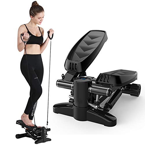 Mgcdd-Car Organizer Mini Paso A Paso Hidráulico, Paso A Paso De Par Ajustable con Pedal Antideslizante, Pantalla LCD Y Banda De Resistencia, para Ejercicio Aeróbico En Interiores Y Fitness