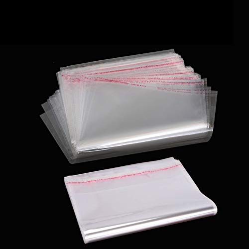 MGE - Bolsas de Celofán Transparente - Bolsas de Plástico con Banda Autodhesiva - Autocierre - Pack de 100 (25 x 25 cm)