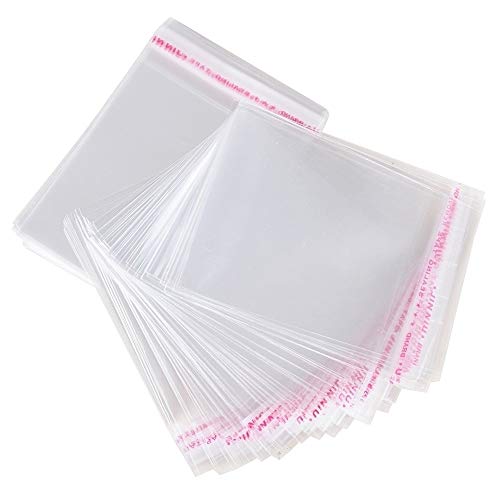 MGE - Bolsas de Celofán Transparente - Bolsas de Plástico con Banda Autodhesiva - Autocierre - Pack de 100 (25 x 25 cm)