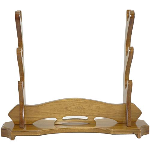 MHUI Soporte de Espada Samurai Monturas de Madera Maciza de 3 Capas Soporte de exhibición Espada Samurai Wakizashi Soporte de Piso Horizontal