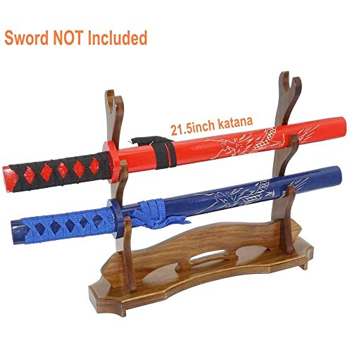 MHUI Soporte de Espada Samurai Monturas de Madera Maciza de 3 Capas Soporte de exhibición Espada Samurai Wakizashi Soporte de Piso Horizontal