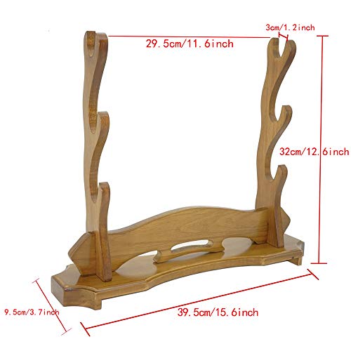 MHUI Soporte de Espada Samurai Monturas de Madera Maciza de 3 Capas Soporte de exhibición Espada Samurai Wakizashi Soporte de Piso Horizontal