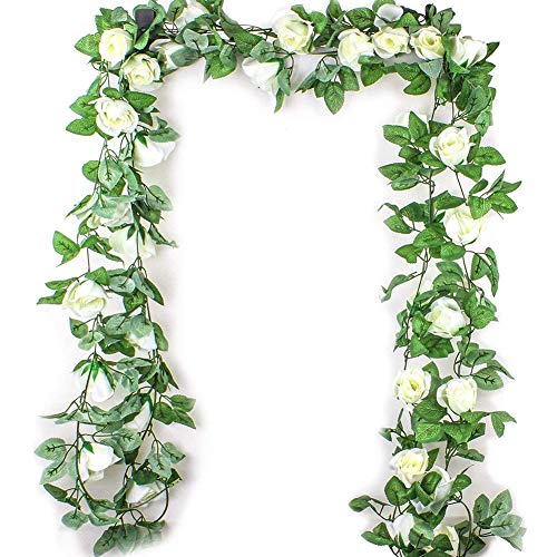 mi ji Flores Artificiales 2,5M simulación Flor de Rose Rattan Vine Wisteria Seda Garland Colgando de la Rota por Arco de la Boda decoración de la Pared del jardín Decoración-1pc para su casa
