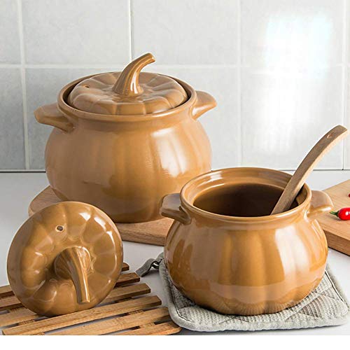 MIAO Olla de Sopa con Forma de Calabaza Creativa, Olla de cerámica para estofado, cazuela de Llama Abierta, Olla Resistente a Altas temperaturas, Utensilios de Cocina para la Salud, 2.1 Cuartos