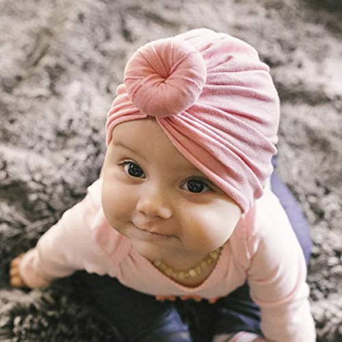 Miaoo - Gorro turbante de algodón suave para recién nacidas, prendas para la cabeza con pliegues amarillo Amarillo brillante. 0 Months