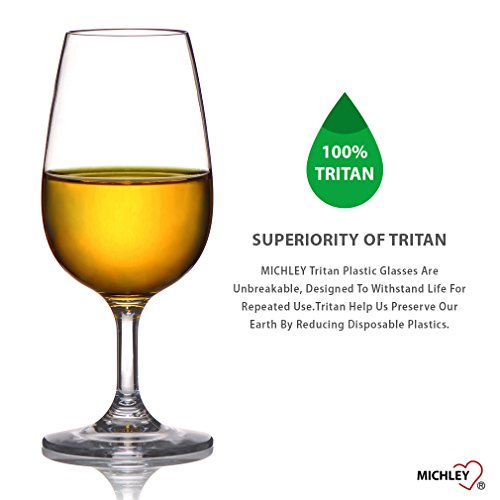 MICHLEY copas vino cristal, 100% Tritan-plástico Irrompible copas de vino, 23 cl copas de vino tinto, BPA y EA gratis vasos de plastico Conjunto de 2