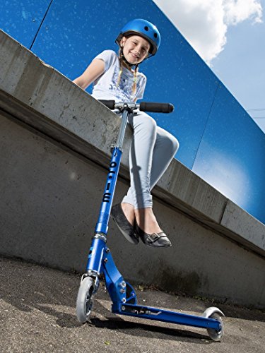 Micro® Sprite, Original Design, Patinete 2 Ruedas Plegable, +6 Años, Peso 2,85kg, Carga Máx 100Kg, Aluminio, Plataforma Antideslizante, Rodamientos ABEC 9 (Azul Zafiro)