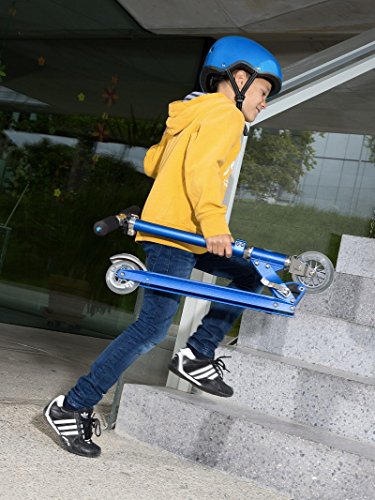 Micro® Sprite, Original Design, Patinete 2 Ruedas Plegable, +6 Años, Peso 2,85kg, Carga Máx 100Kg, Aluminio, Plataforma Antideslizante, Rodamientos ABEC 9 (Azul Zafiro)