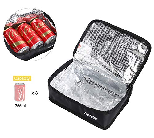 MIER Bolsa de la lonchera Bolsa de almacenamiento de alimentos Bolsas más frescas Kit de viaje aislado para mujeres y hombres, Set de 1 (Negro 1pcs)