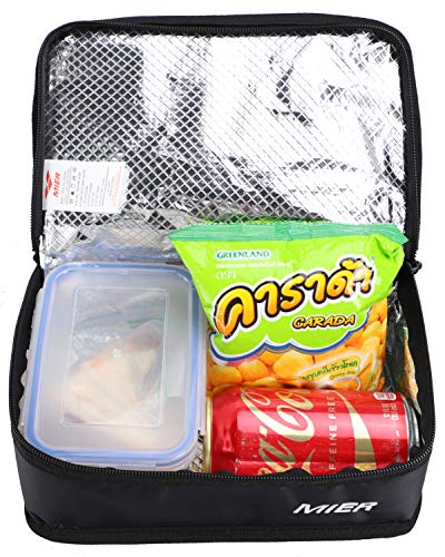 MIER Bolsa de la lonchera Bolsa de almacenamiento de alimentos Bolsas más frescas Kit de viaje aislado para mujeres y hombres, Set de 1 (Negro 1pcs)
