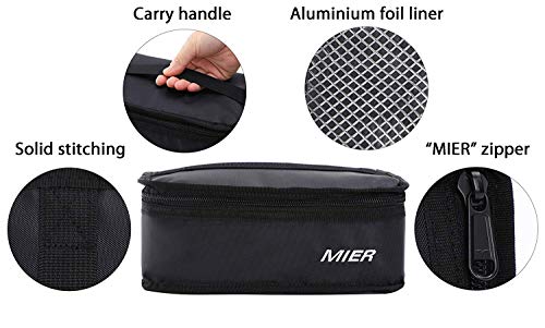 MIER Bolsa de la lonchera Bolsa de almacenamiento de alimentos Bolsas más frescas Kit de viaje aislado para mujeres y hombres, Set de 1 (Negro 1pcs)