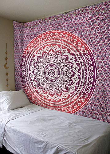 MIGUOR Popular Artesanía Tapiz Mandala Tapices Arte Colgante de Pared Indio Colcha Metálica Brillo, poliéster, Morado, 82.6 * 59 in