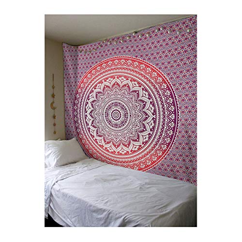 MIGUOR Popular Artesanía Tapiz Mandala Tapices Arte Colgante de Pared Indio Colcha Metálica Brillo, poliéster, Morado, 82.6 * 59 in
