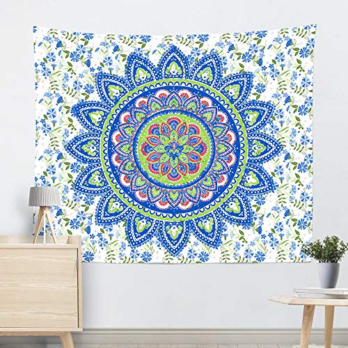Miguor - Tapiz de fibra de poliéster para colgar en la pared, diseño de mandala, decoración para el hogar y el jardín, paquete de 1, 11.blue Md-1, 200*150cm