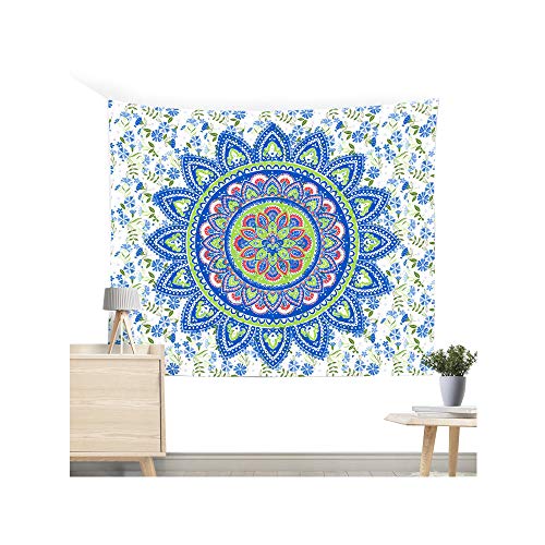 Miguor - Tapiz de fibra de poliéster para colgar en la pared, diseño de mandala, decoración para el hogar y el jardín, paquete de 1, 11.blue Md-1, 200*150cm